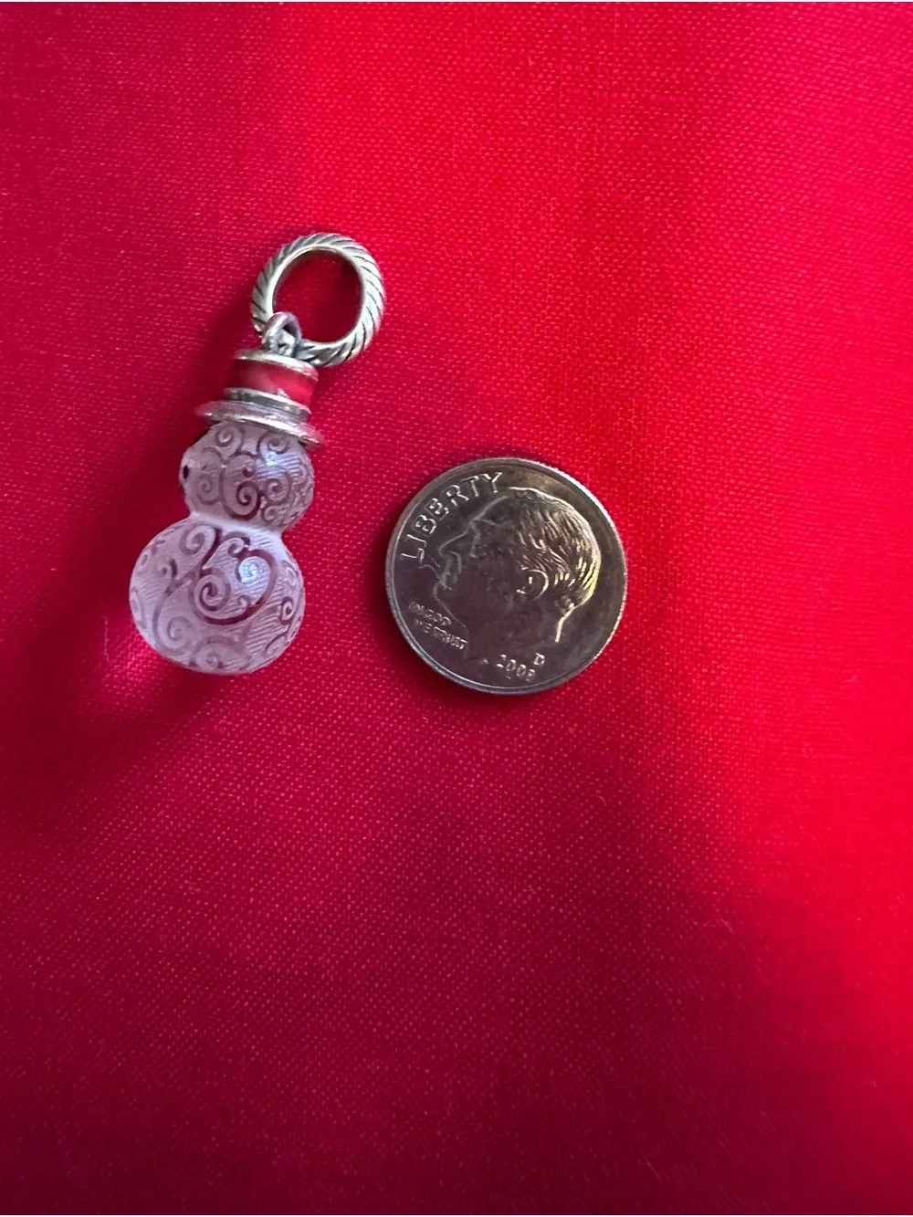 Brighton Silver-Tone Filigree Glass Gourd Charm with Pink Accents - Picture 1 of 2